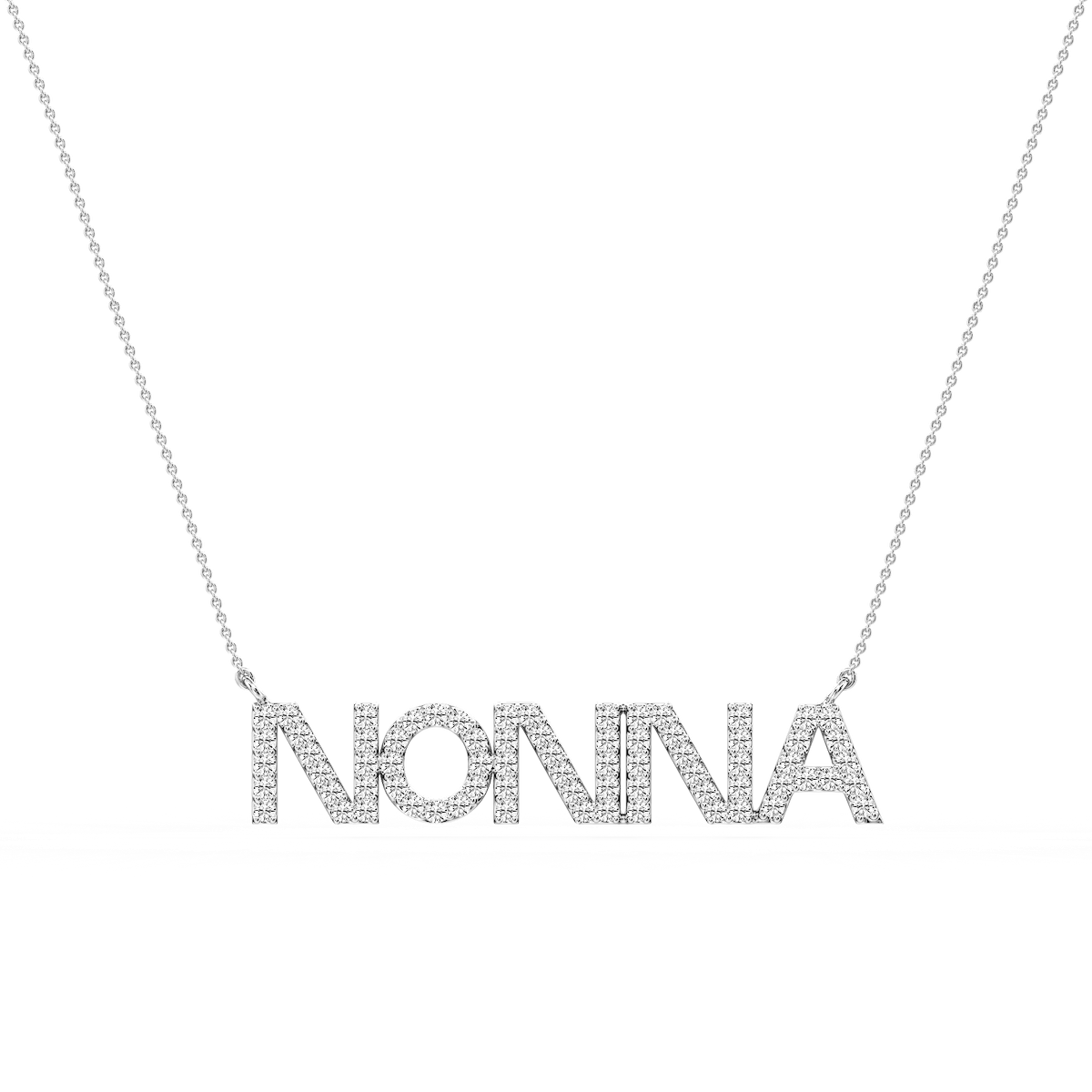 Round Lab Grown Diamond Mom Cursive Letter Pendant - 16 to 18 Inches