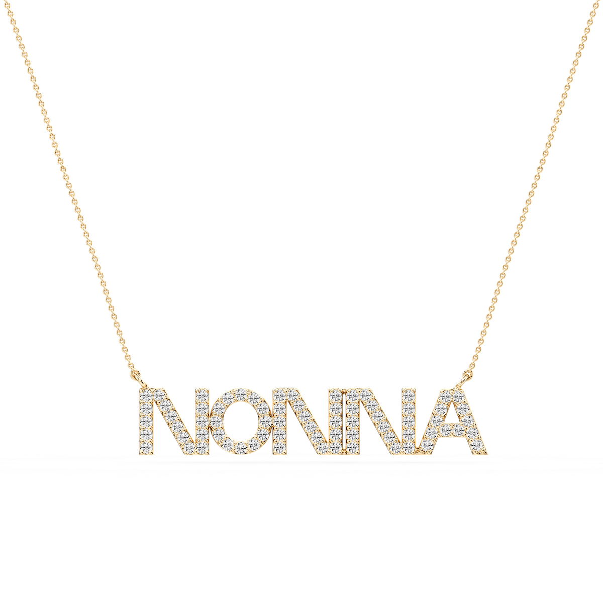 Round Lab Grown Diamond Mom Cursive Letter Pendant - 16 to 18 Inches