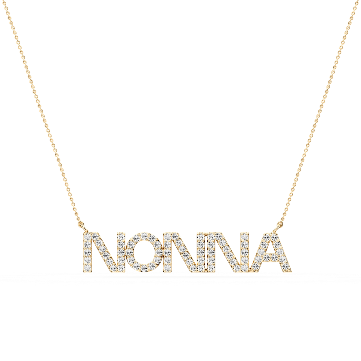 Round Lab Grown Diamond Nonna Block Letter Pendant - 16 to 18 Inches