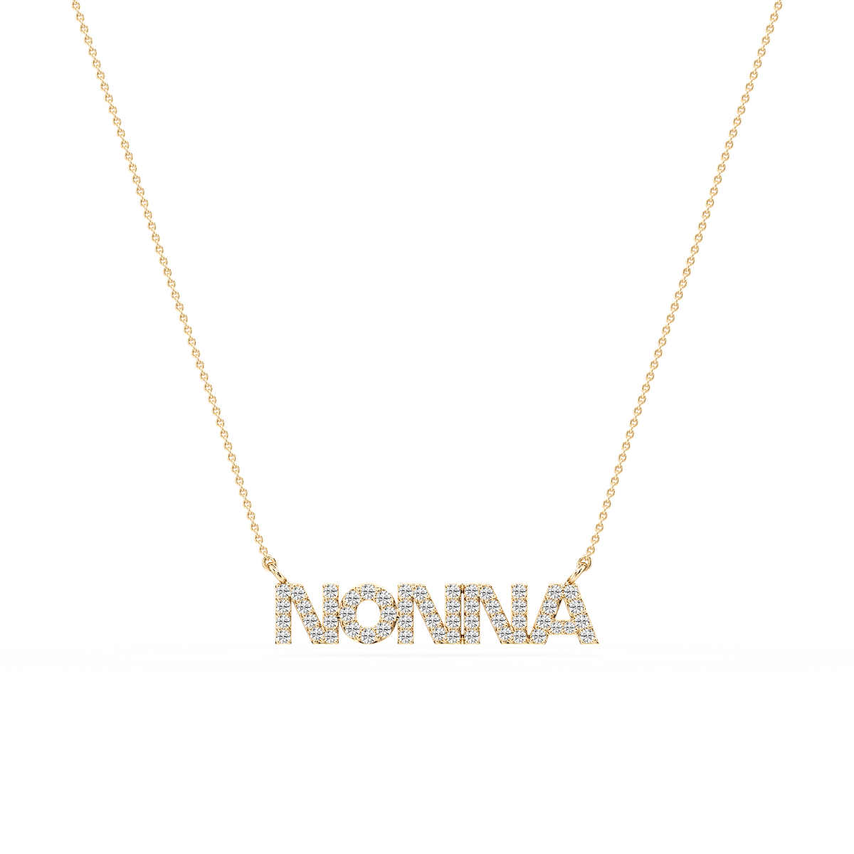 Round Lab Grown Diamond Mom Cursive Letter Pendant - 16 to 18 Inches