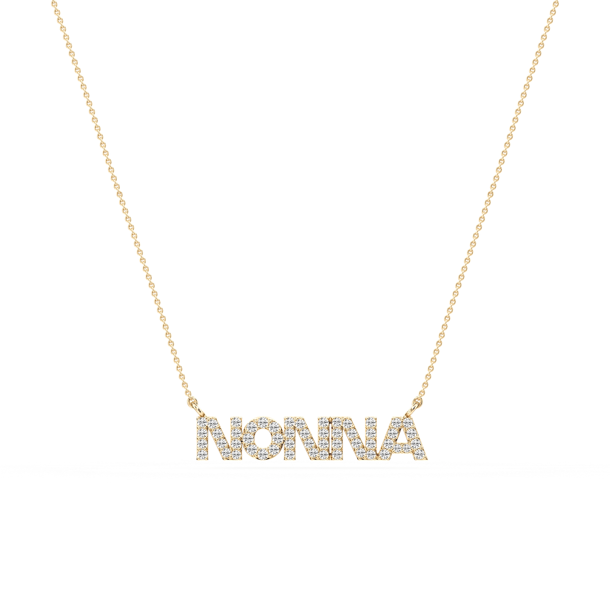 Round Lab Grown Diamond Nonna Block Letter Pendant - 16 to 18 Inches