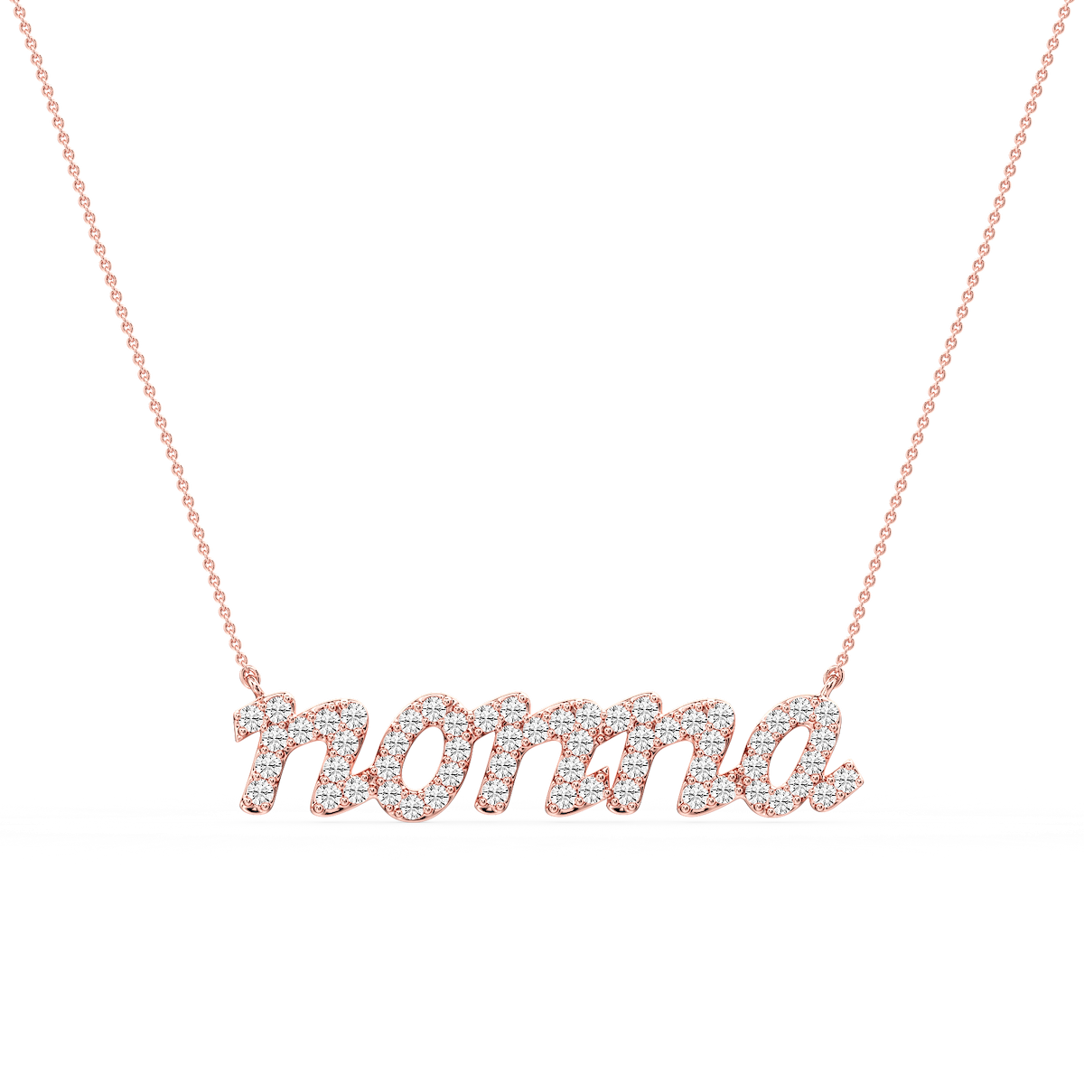 Round Lab Grown Diamond Nonna Cursive Letter Pendant - 16 to 18 Inches