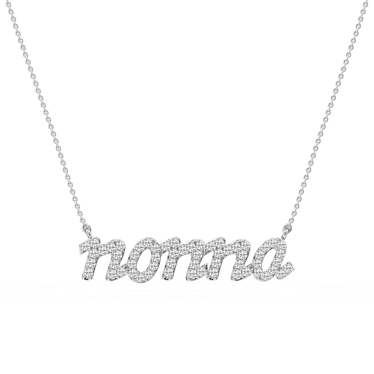 Round Lab Grown Diamond Nonna Cursive Letter Pendant - 16 to 18 Inches