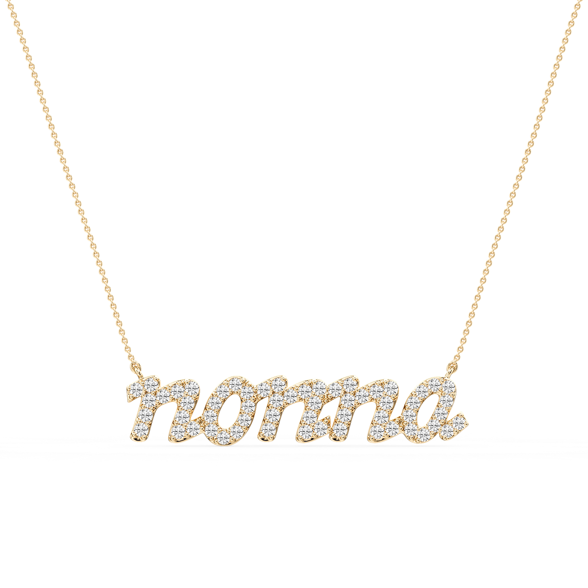 Round Lab Grown Diamond Nonna Cursive Letter Pendant - 16 to 18 Inches