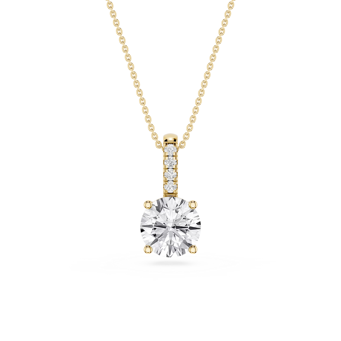 Round Lab Grown Diamond Pave Bail Solitaire Pendant - 16 to 18 Inches