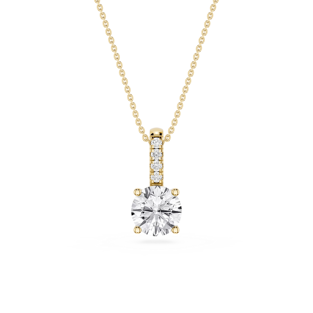 Round Lab Grown Diamond Pave Bail Solitaire Pendant - 16 to 18 Inches