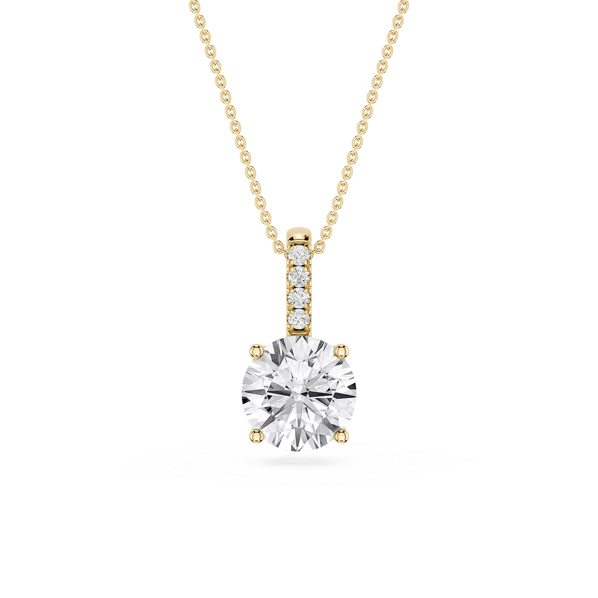 Round Lab Grown Diamond Pave Bail Solitaire Pendant - 16 to 18 Inches