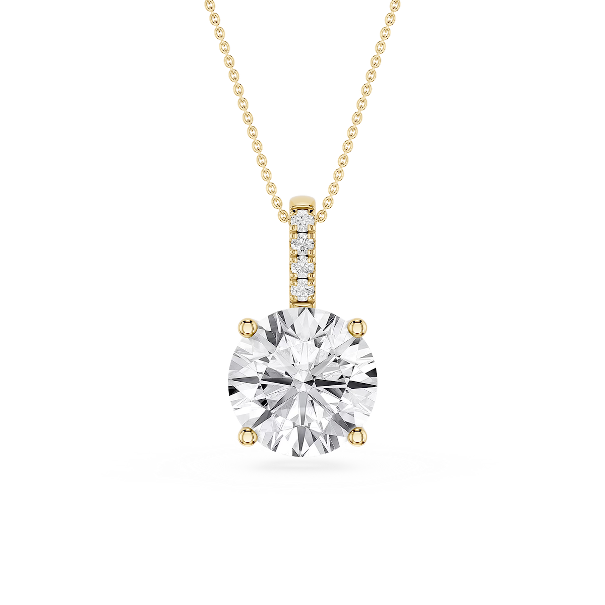Round Lab Grown Diamond Pave Bail Solitaire Pendant - 16 to 18 Inches