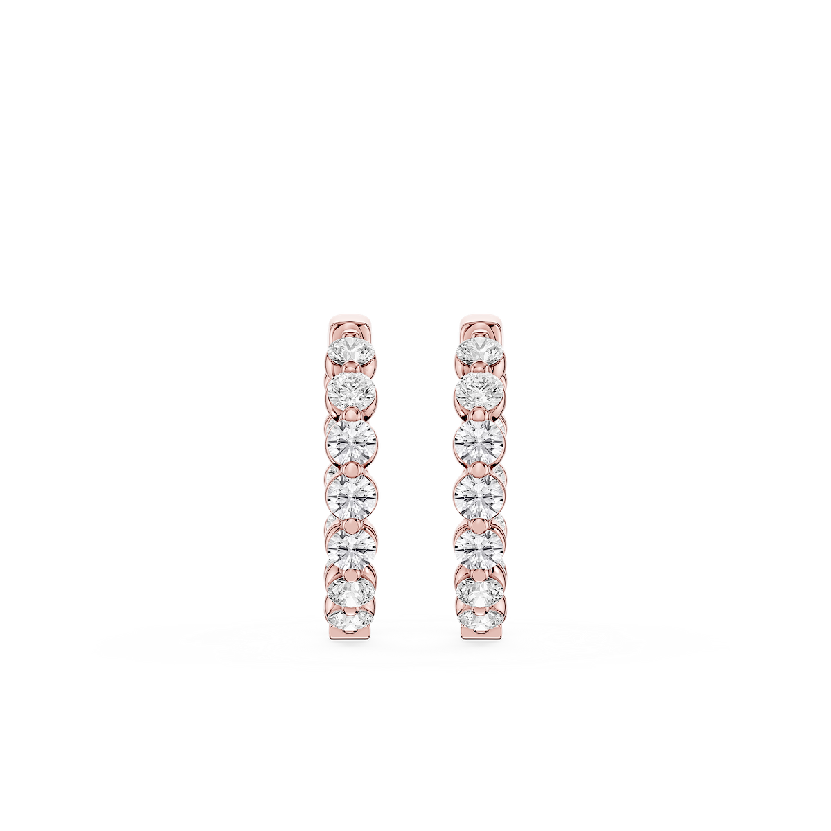 Round Lab Grown Diamond Single Shared Prong Hoop Earrings