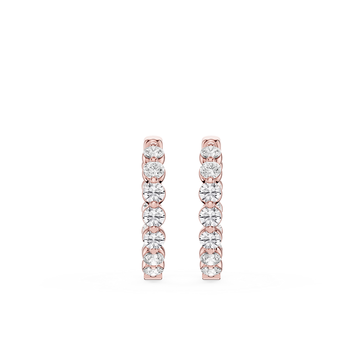 Round Lab Grown Diamond Single Shared Prong Hoop Earrings