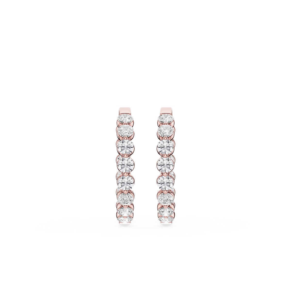 Round Lab Grown Diamond Single Shared Prong Hoop Earrings