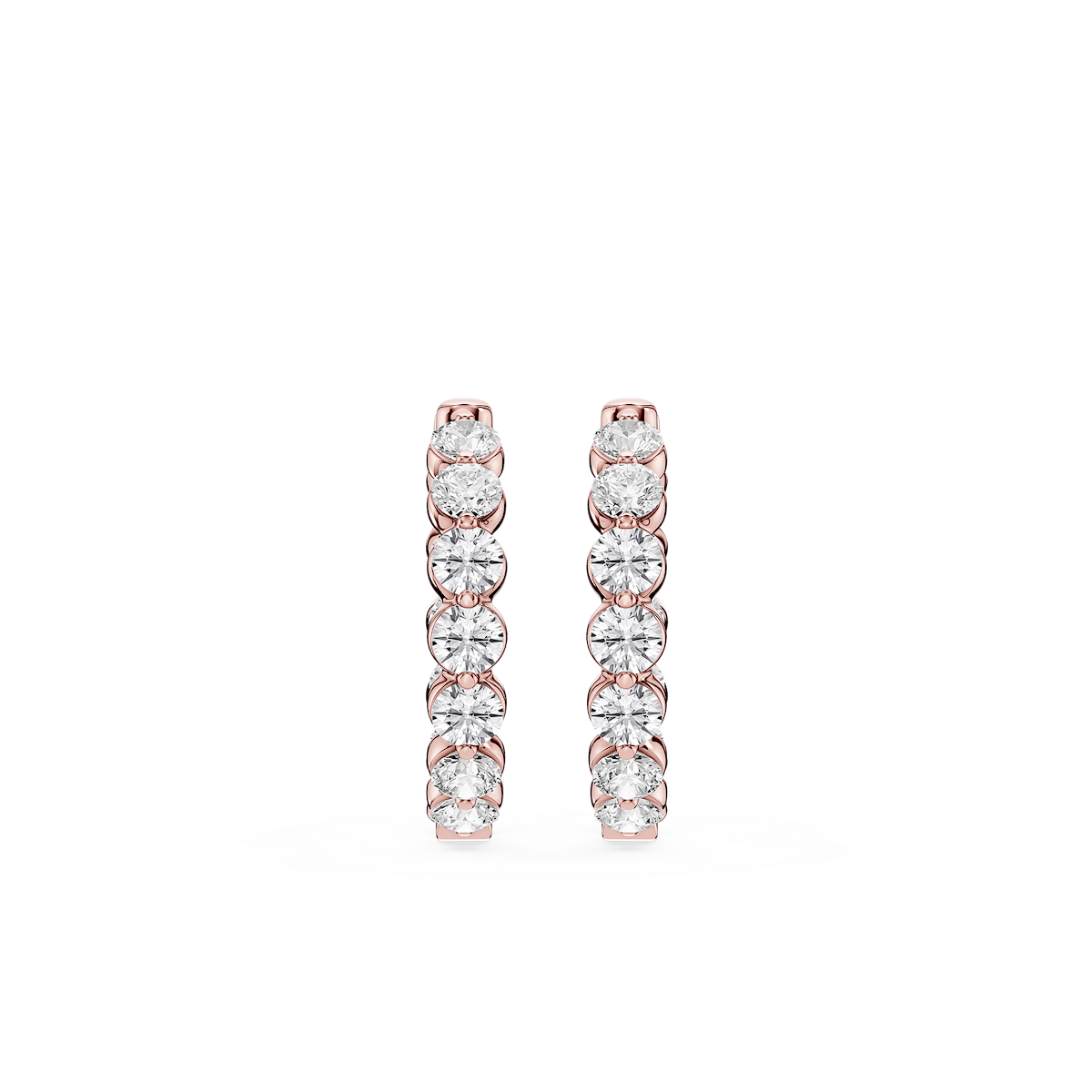 Round Lab Grown Diamond Single Shared Prong Hoop Earrings