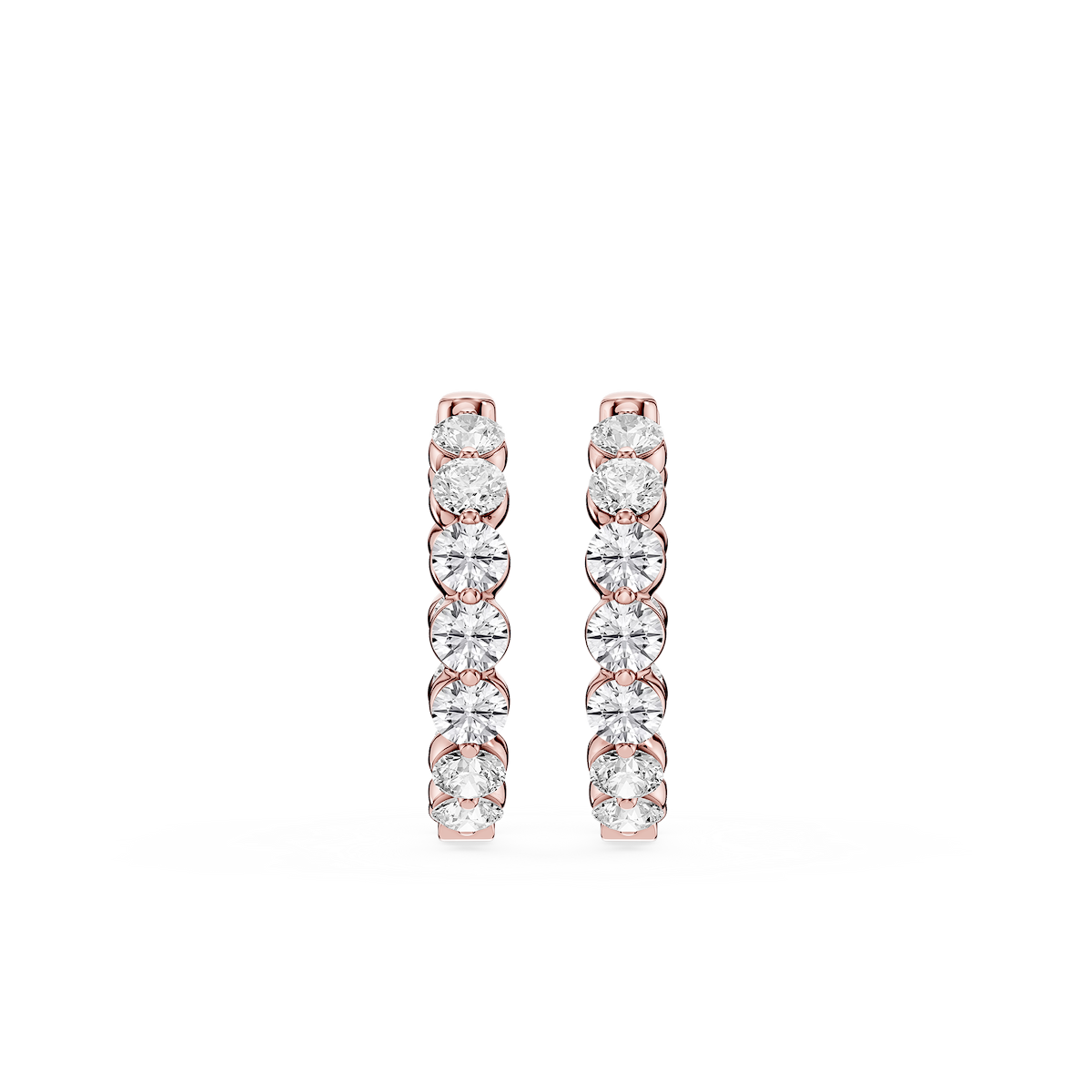 Round Lab Grown Diamond Single Shared Prong Hoop Earrings