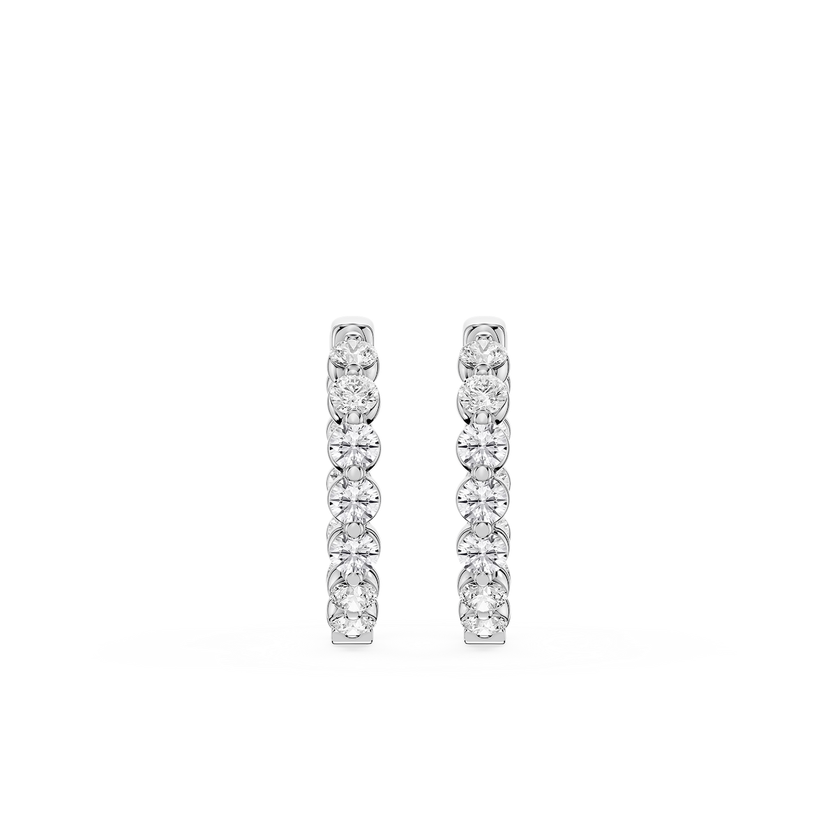 Round Lab Grown Diamond Single Shared Prong Hoop Earrings