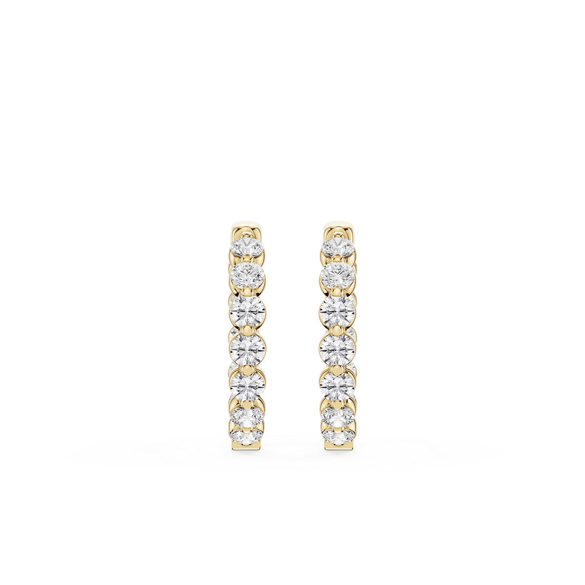 Round Lab Grown Diamond Single Shared Prong Hoop Earrings