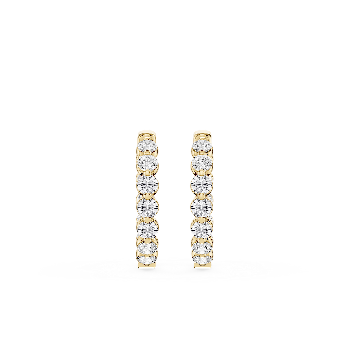 Round Lab Grown Diamond Single Shared Prong Hoop Earrings
