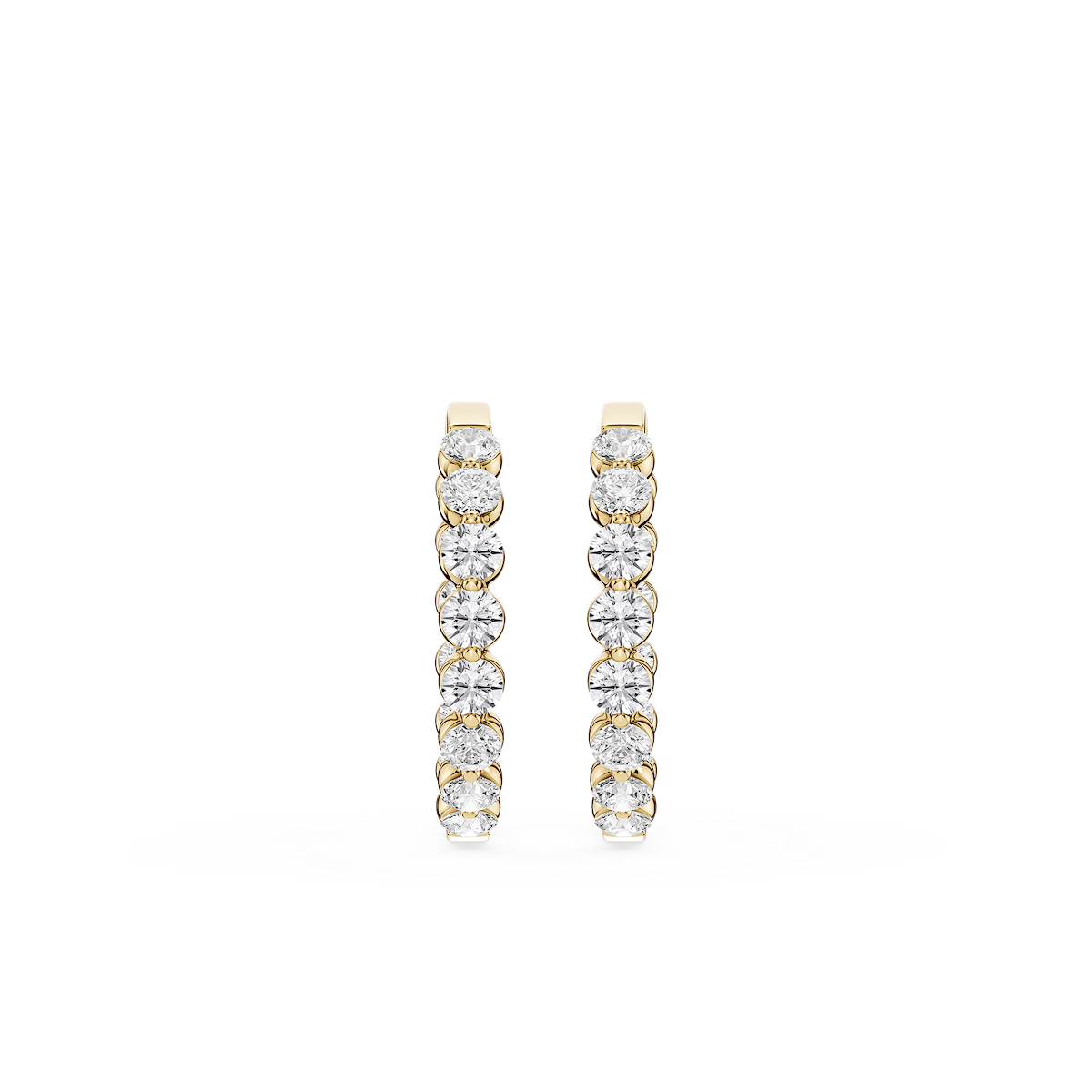 Round Lab Grown Diamond Single Shared Prong Hoop Earrings