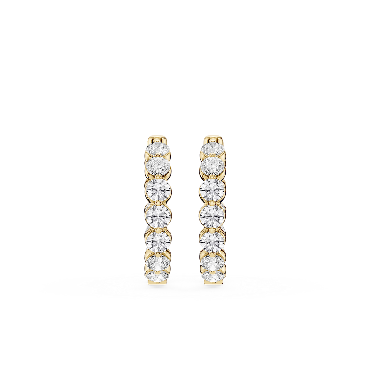 Round Lab Grown Diamond Single Shared Prong Hoop Earrings