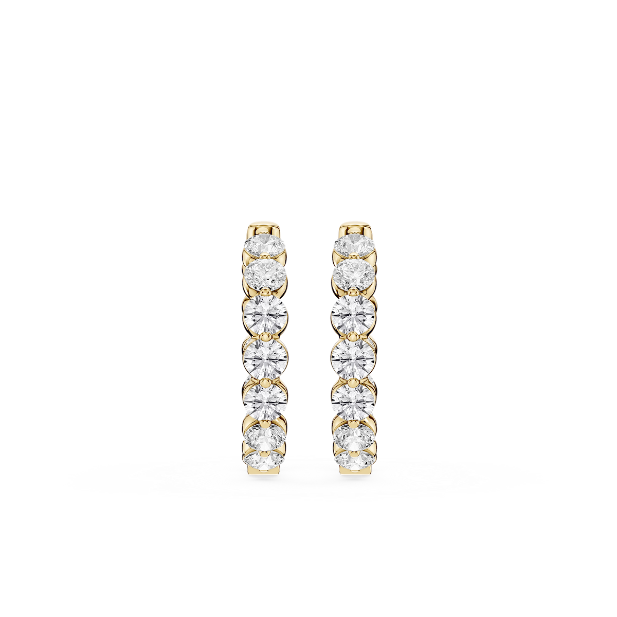 Round Lab Grown Diamond Single Shared Prong Hoop Earrings