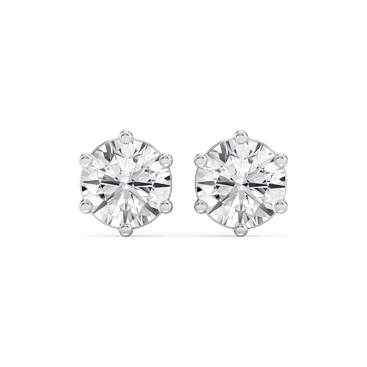 Round Lab Grown Diamond Six Prong Basket Stud Earrings