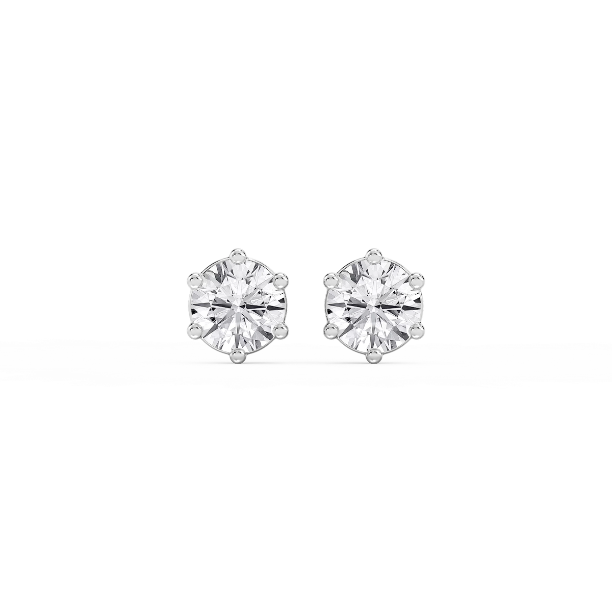 Round Lab Grown Diamond Six Prong Basket Stud Earrings