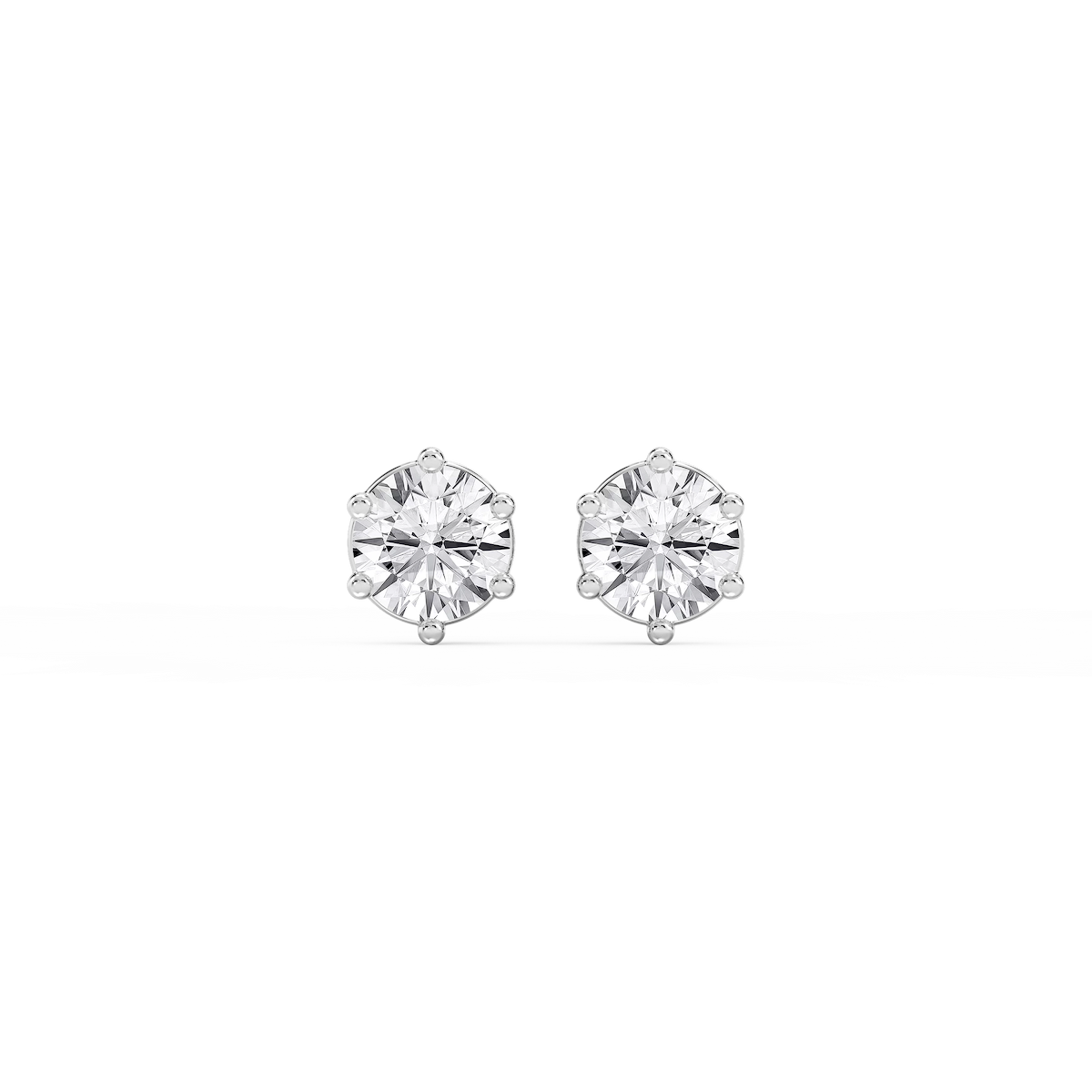 Round Lab Grown Diamond Six Prong Basket Stud Earrings
