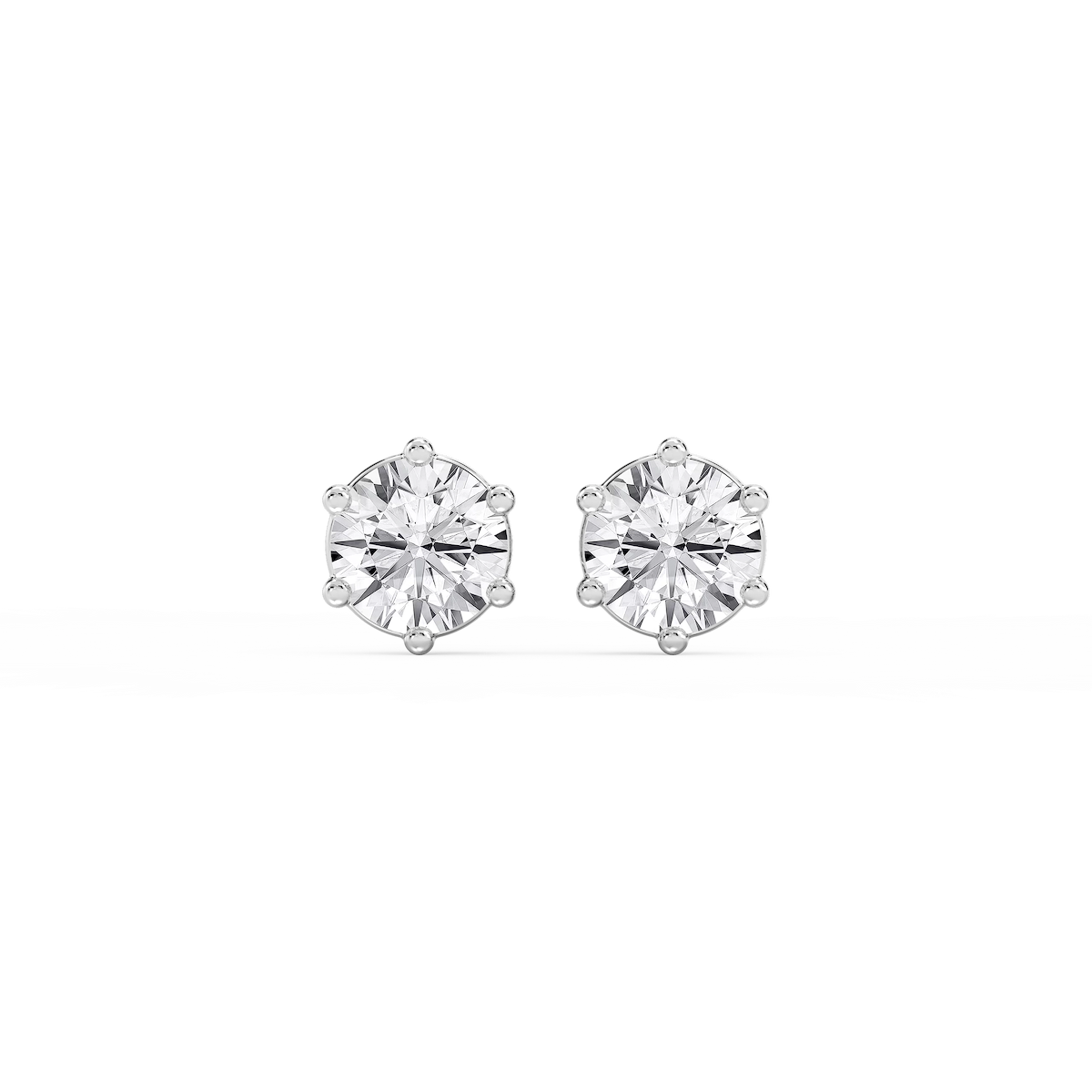 Round Lab Grown Diamond Six Prong Basket Stud Earrings