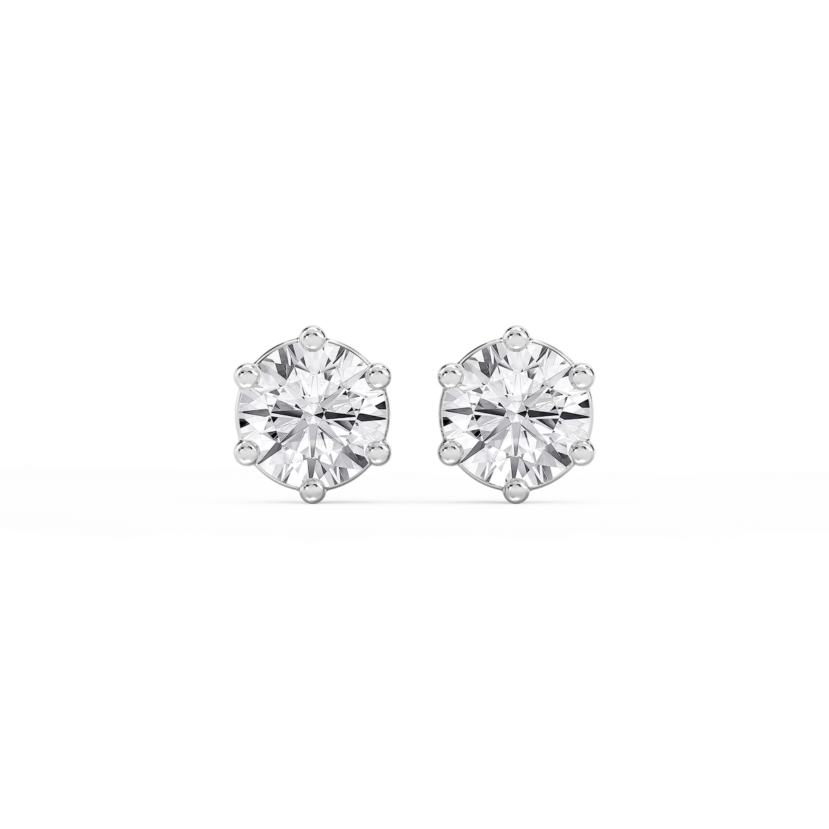 Round Lab Grown Diamond Six Prong Basket Stud Earrings