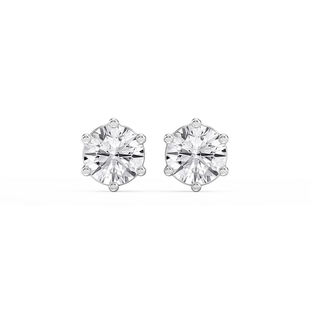 Round Lab Grown Diamond Six Prong Basket Stud Earrings