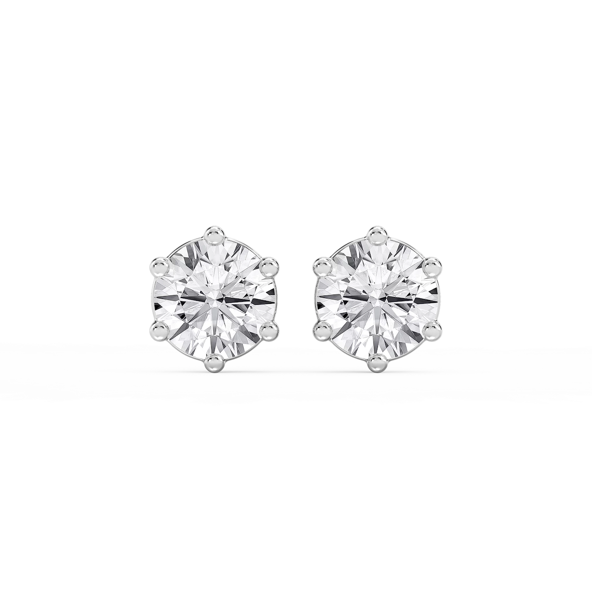 Round Lab Grown Diamond Six Prong Basket Stud Earrings