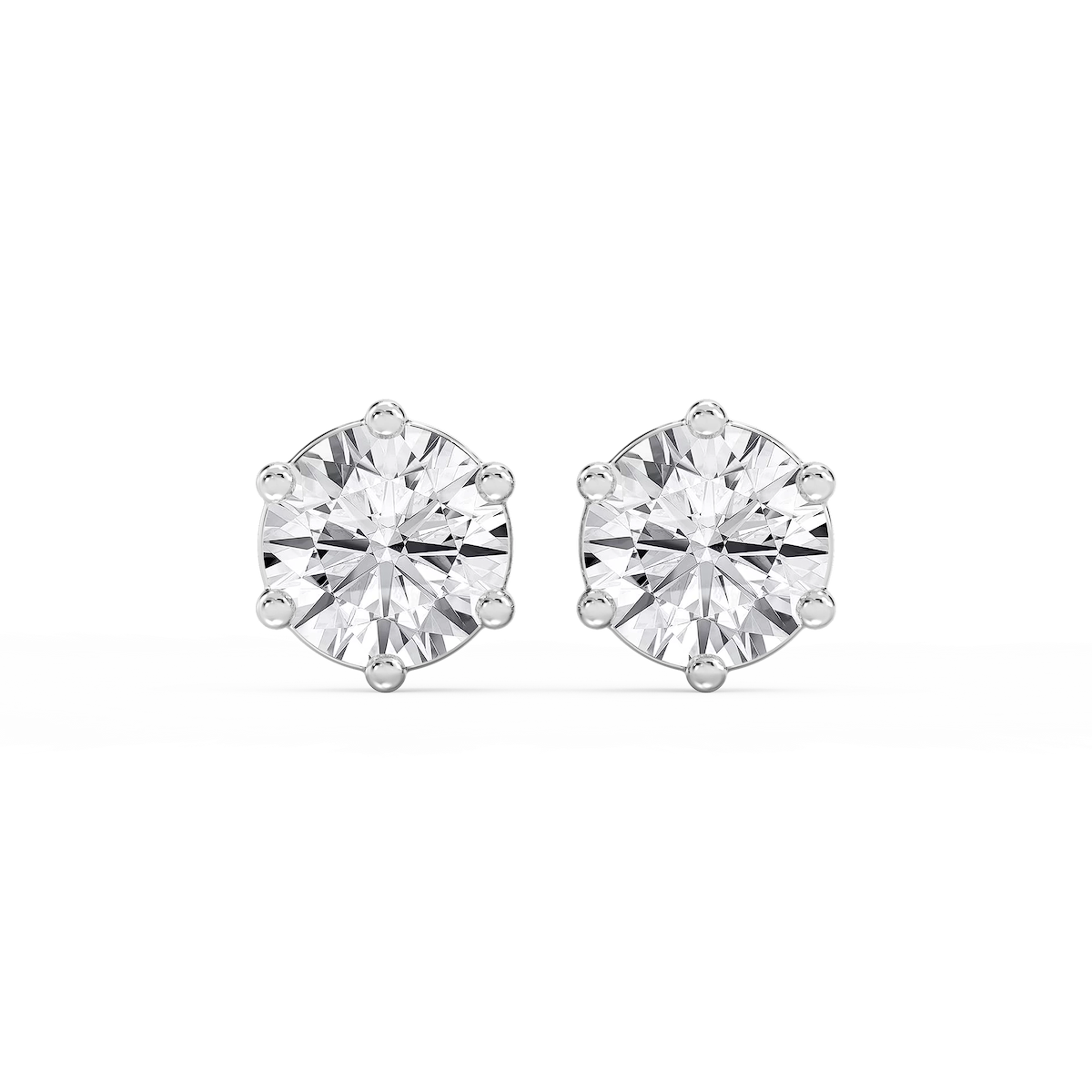 Round Lab Grown Diamond Six Prong Basket Stud Earrings