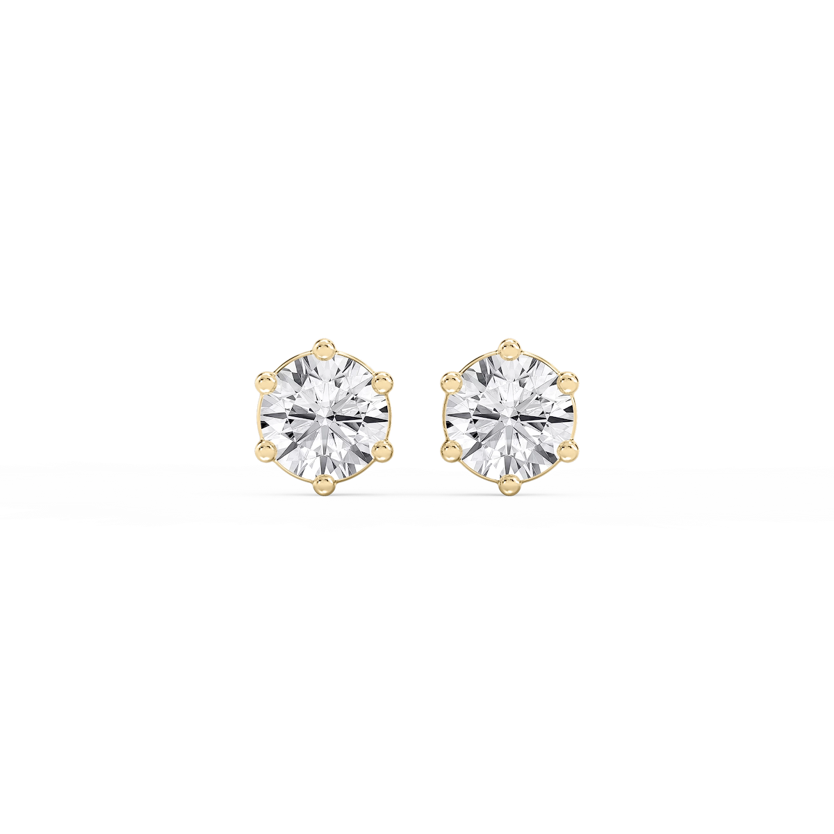 Round Lab Grown Diamond Six Prong Basket Stud Earrings