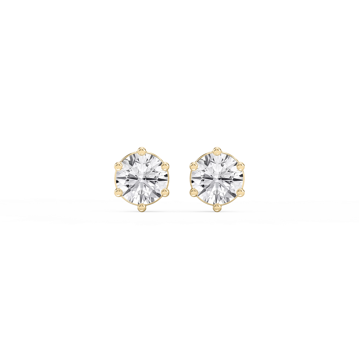 Round Lab Grown Diamond Six Prong Basket Stud Earrings