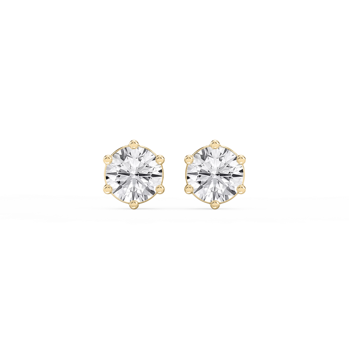 Round Lab Grown Diamond Six Prong Basket Stud Earrings