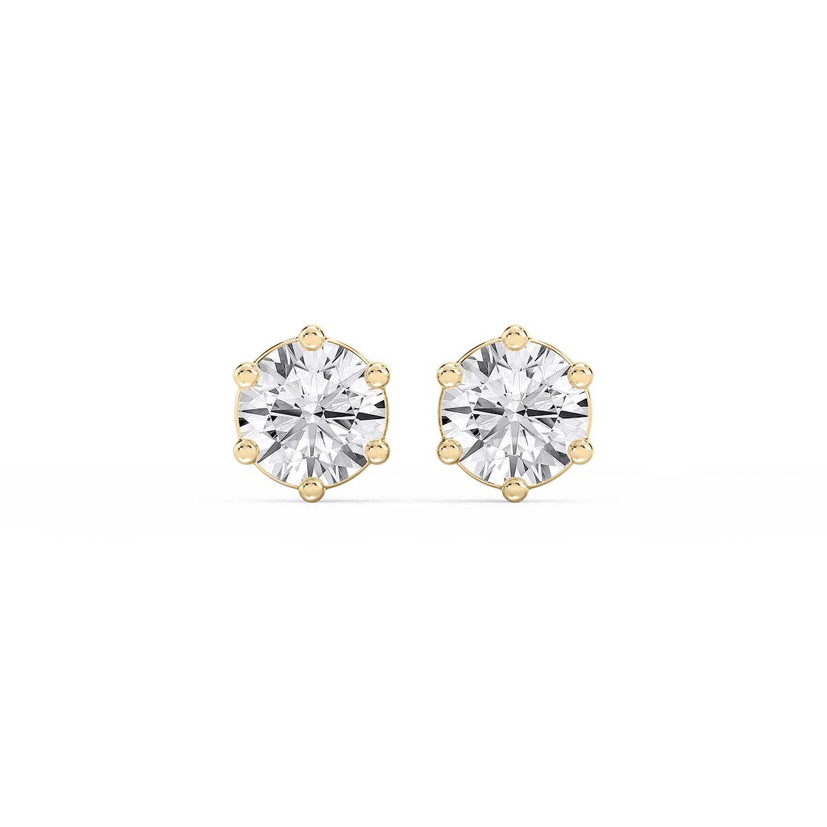 Round Lab Grown Diamond Six Prong Basket Stud Earrings