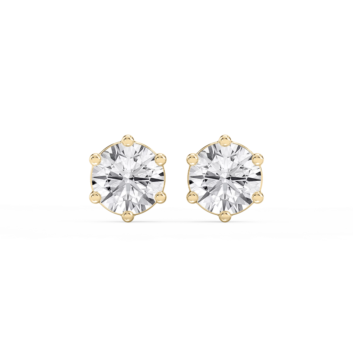 Round Lab Grown Diamond Six Prong Basket Stud Earrings