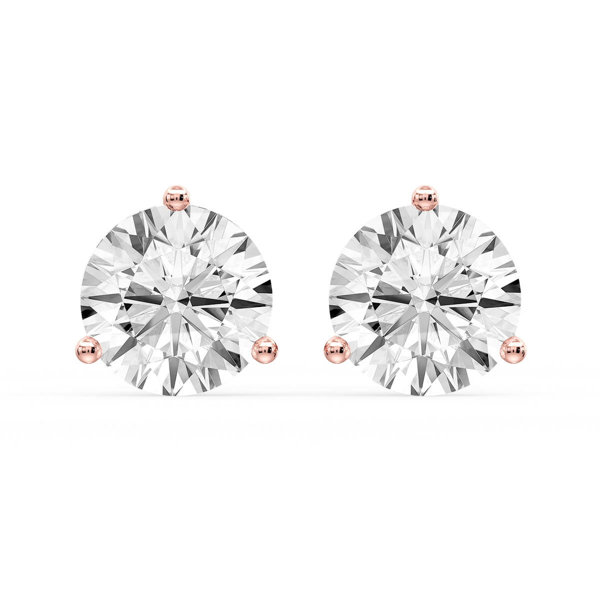 Round Certified Lab Grown Diamond Classic Three Prong Martini Stud Earrings