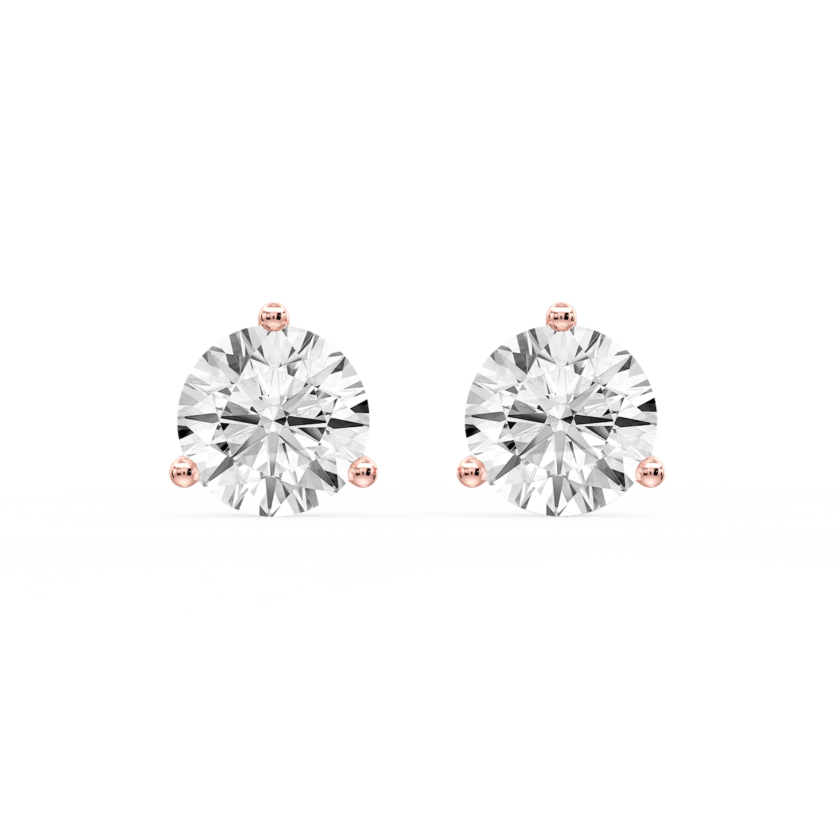 Round Certified Lab Grown Diamond Classic Three Prong Martini Stud Earrings