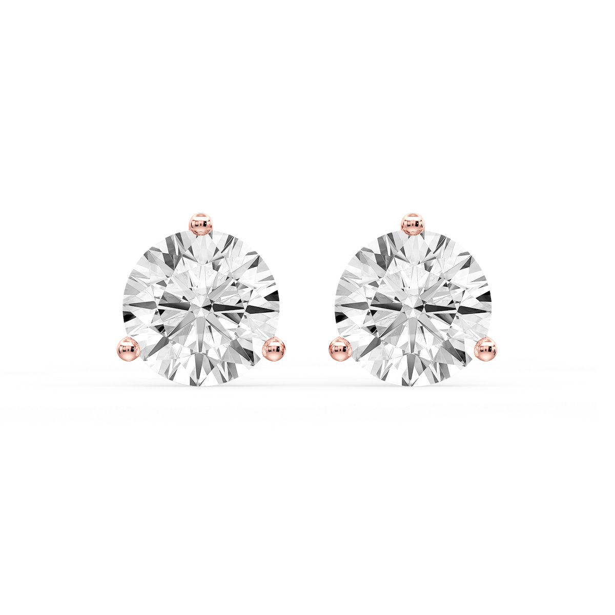 Round Certified Lab Grown Diamond Classic Three Prong Martini Stud Earrings
