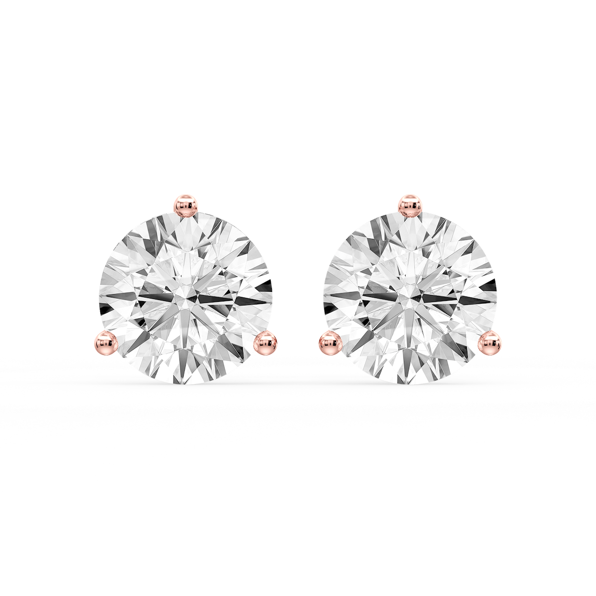 Round Certified Lab Grown Diamond Classic Three Prong Martini Stud Earrings