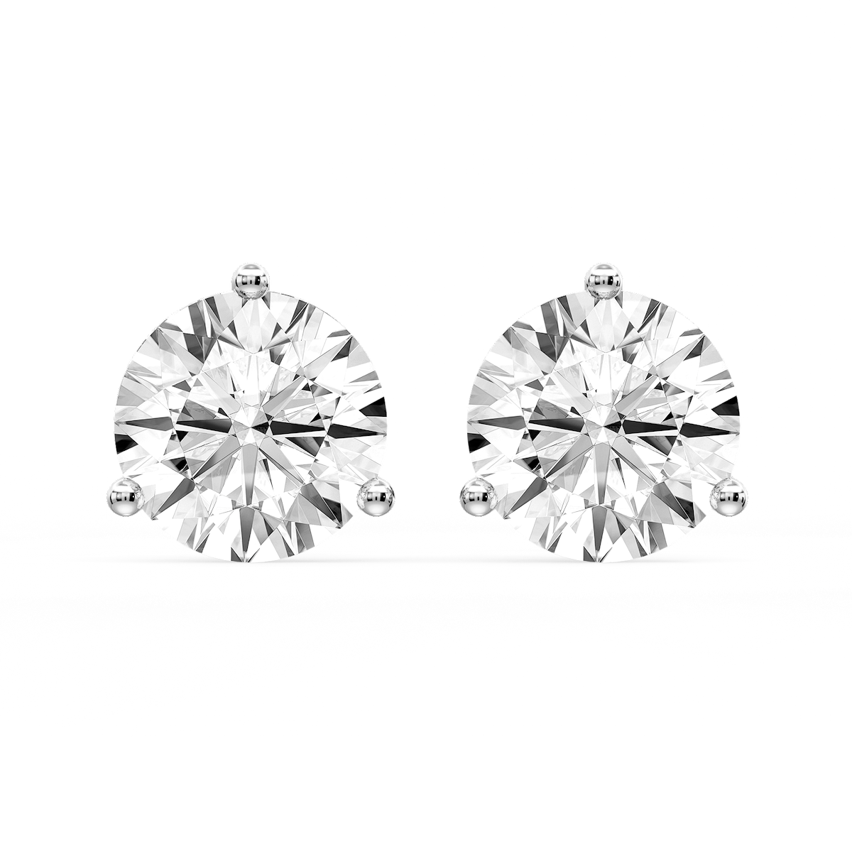 Round Certified Lab Grown Diamond Three Prong Guardian Back Stud Earrings