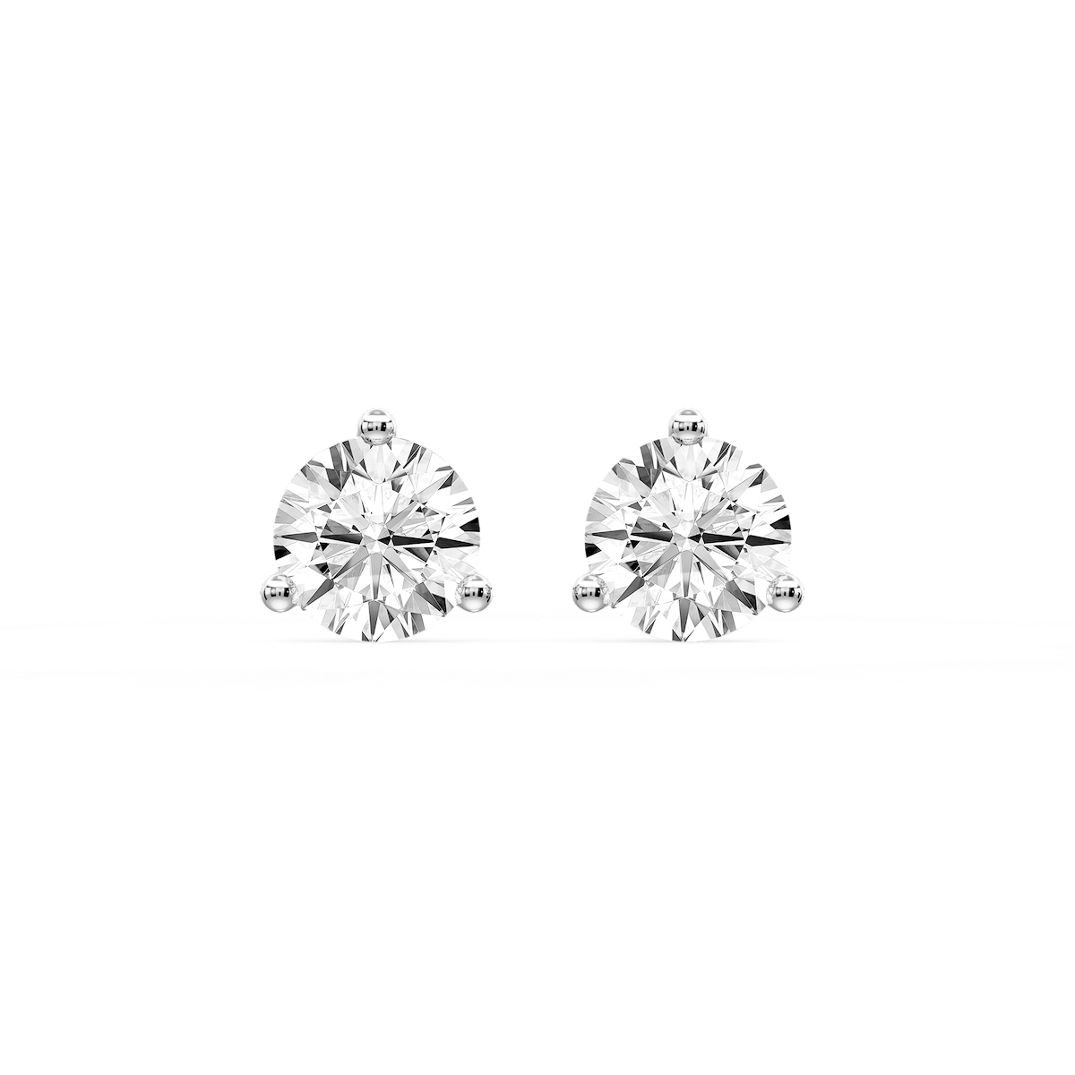 Round Certified Lab Grown Diamond Three Prong Guardian Back Stud Earrings