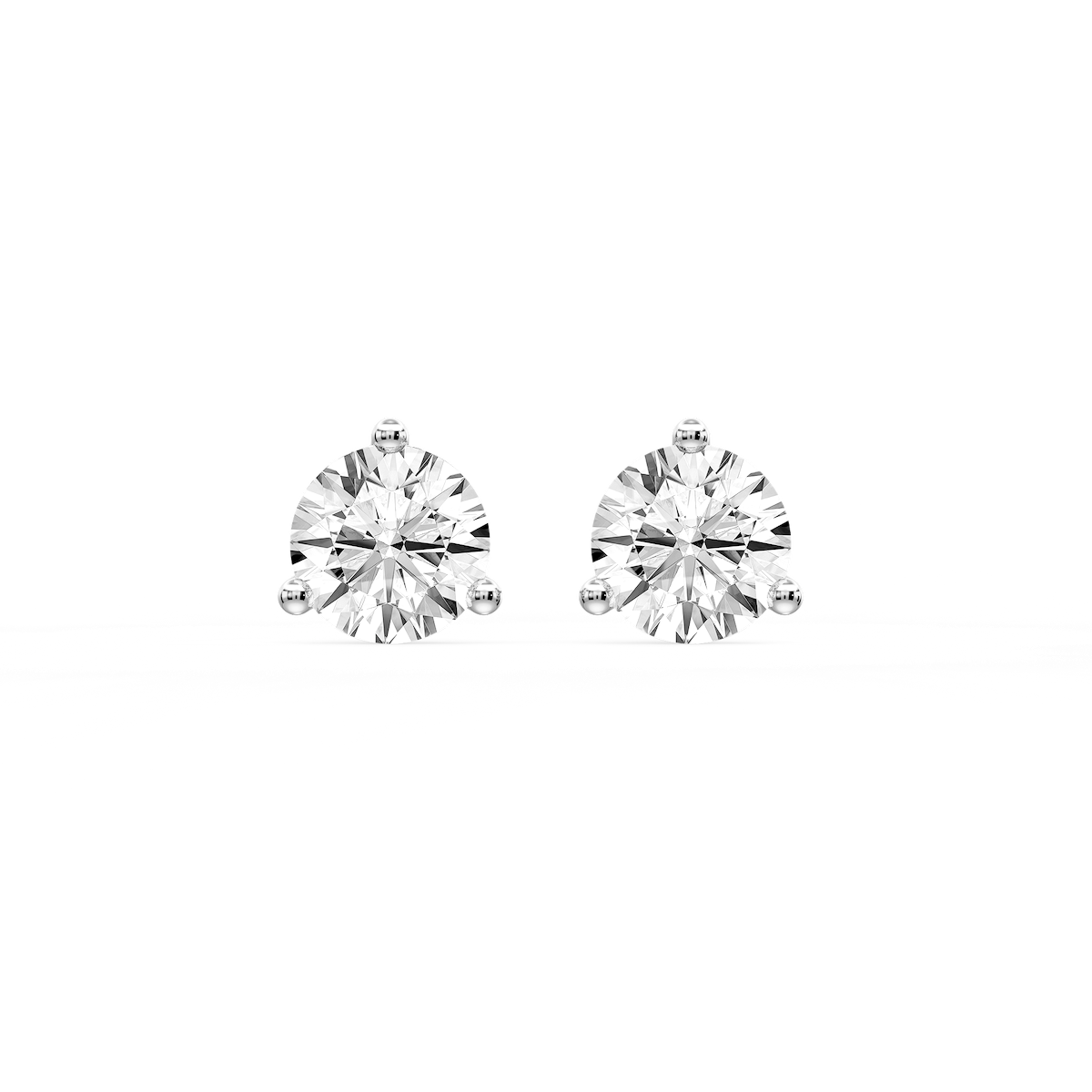 Round Certified Lab Grown Diamond Classic Three Prong Martini Stud Earrings