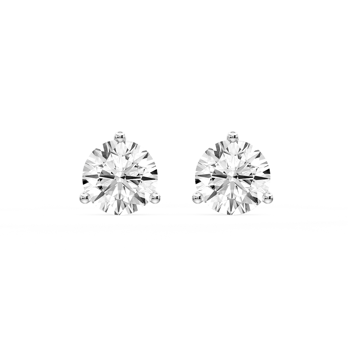 Round Certified Lab Grown Diamond Three Prong Guardian Back Stud Earrings