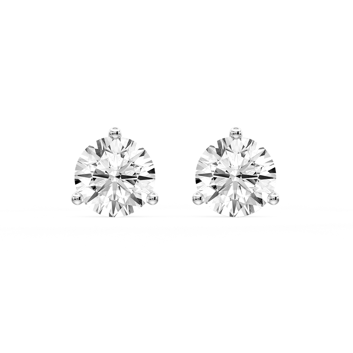 Round Certified Lab Grown Diamond Classic Three Prong Martini Stud Earrings