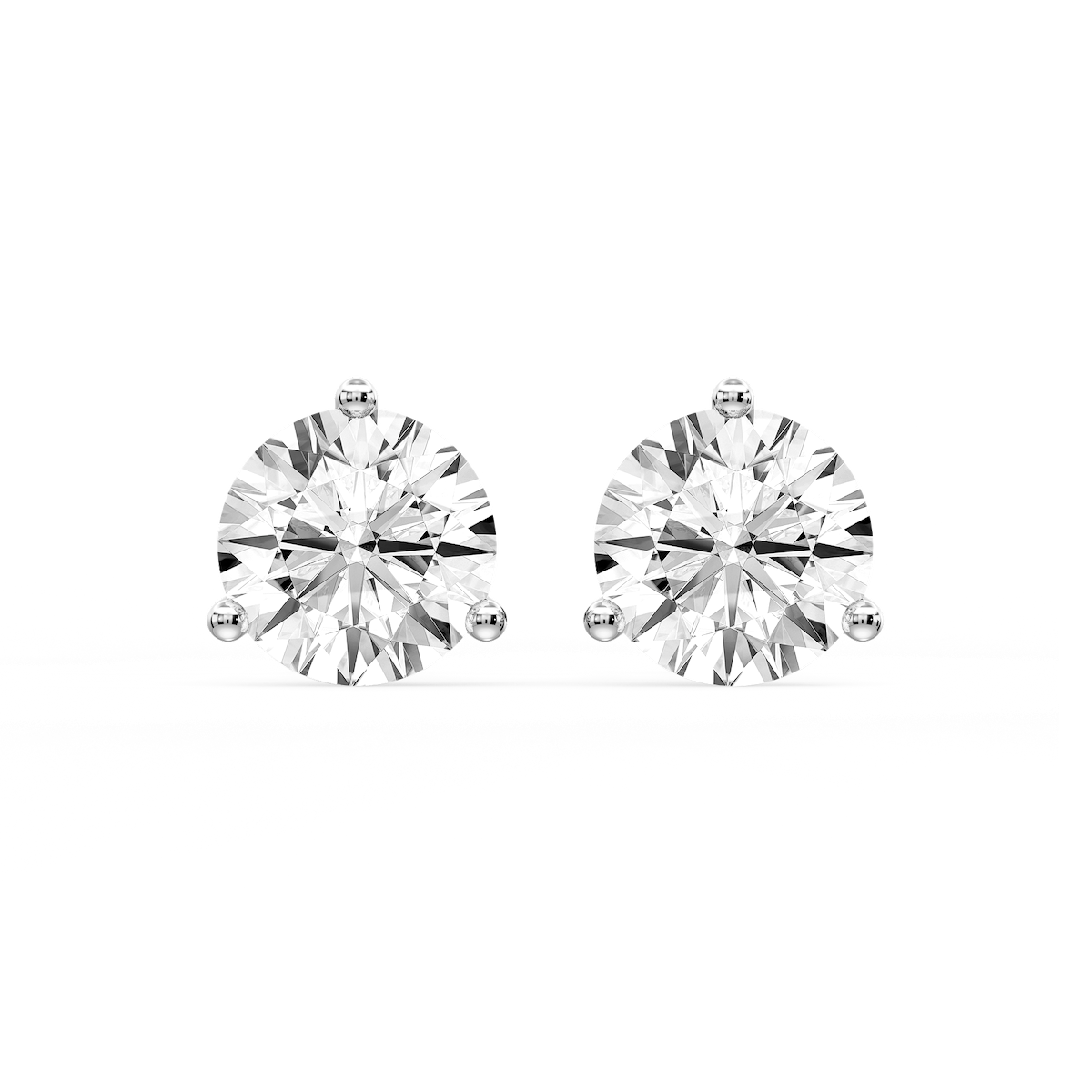 Round Certified Lab Grown Diamond Classic Three Prong Martini Stud Earrings