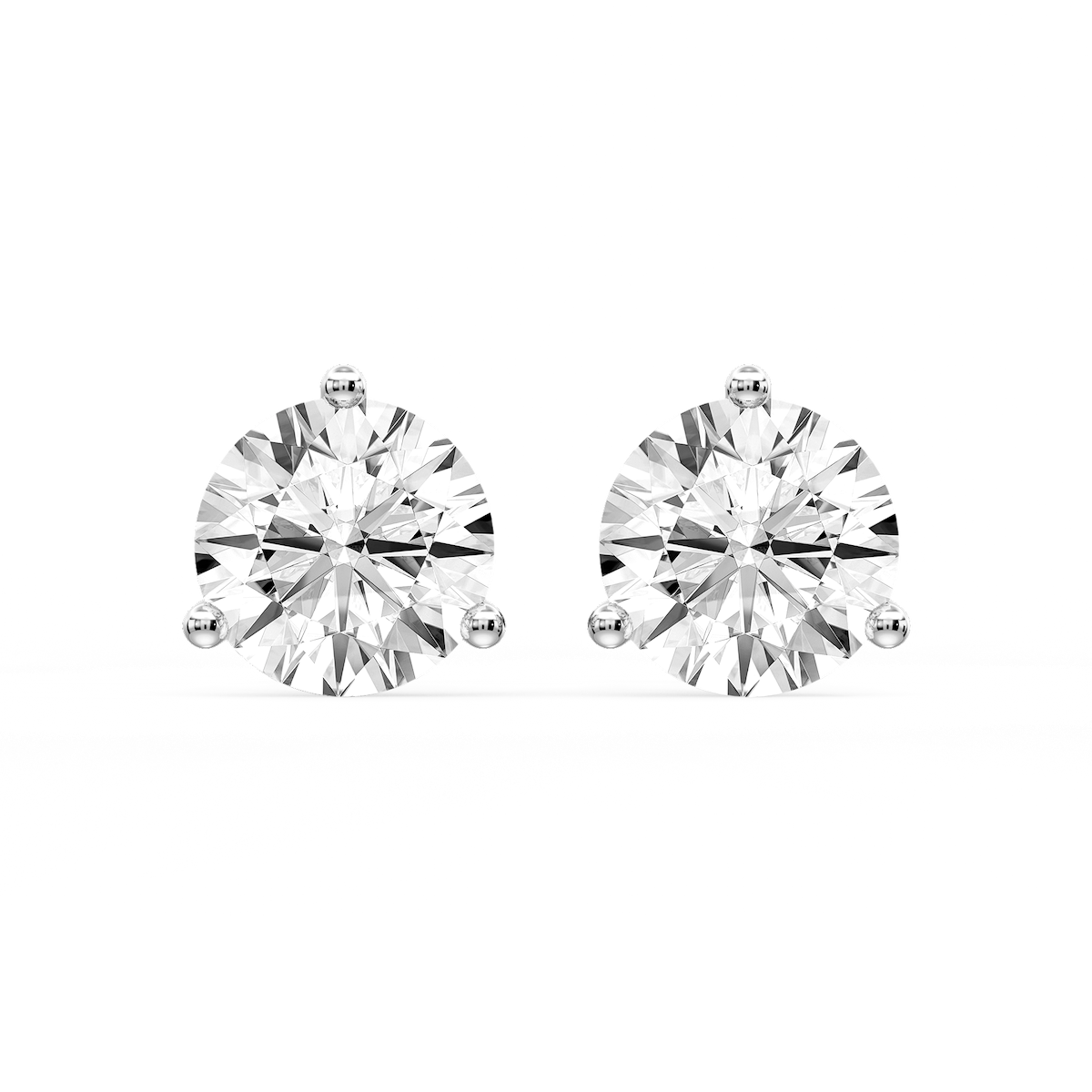 Round Certified Lab Grown Diamond Classic Three Prong Martini Stud Earrings