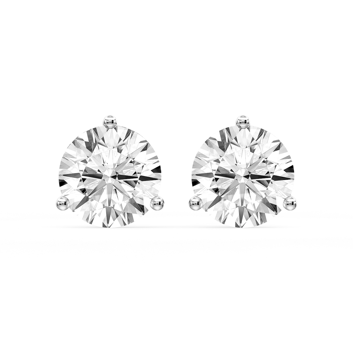 Round Certified Lab Grown Diamond Classic Three Prong Martini Stud Earrings
