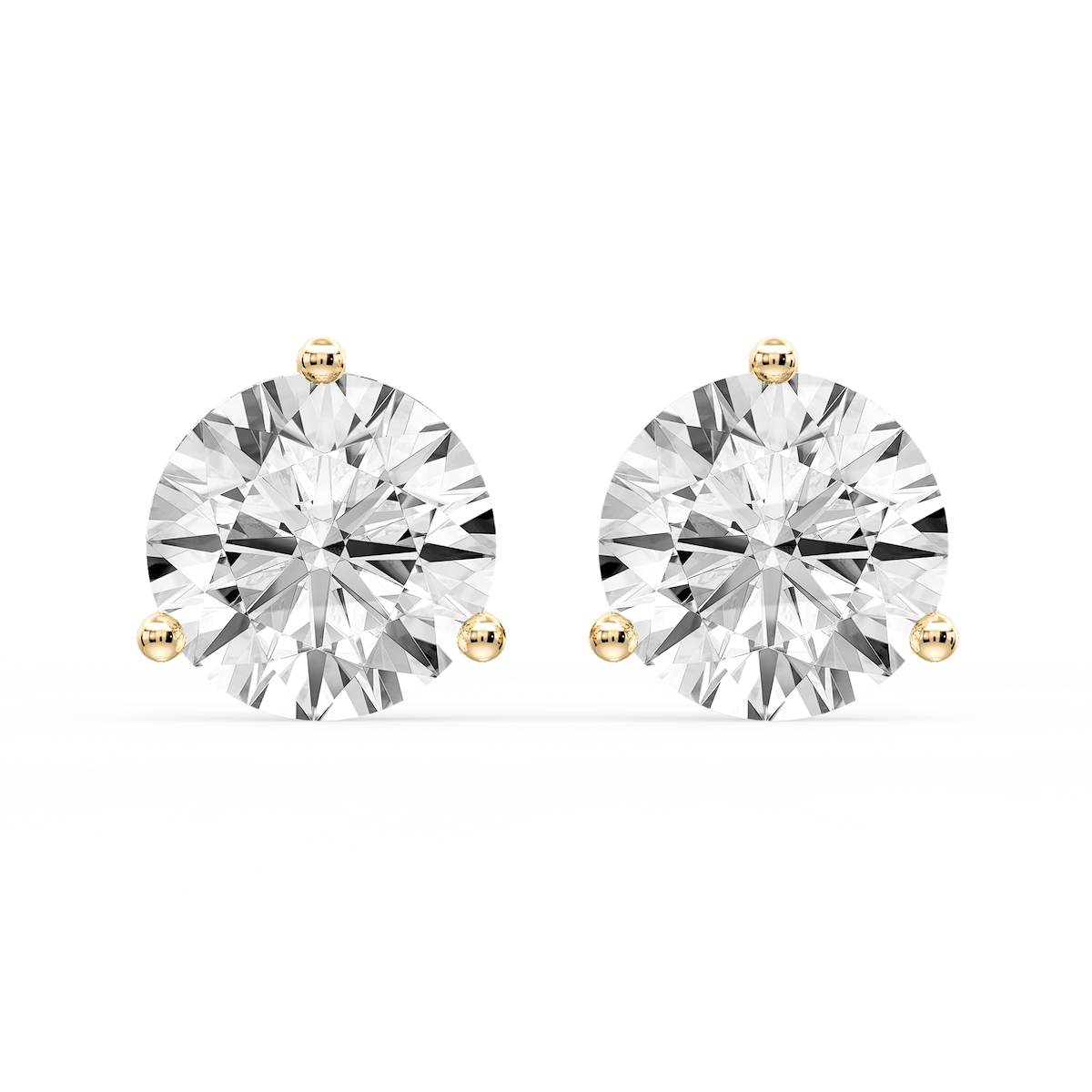 Round Certified Lab Grown Diamond Classic Three Prong Martini Stud Earrings
