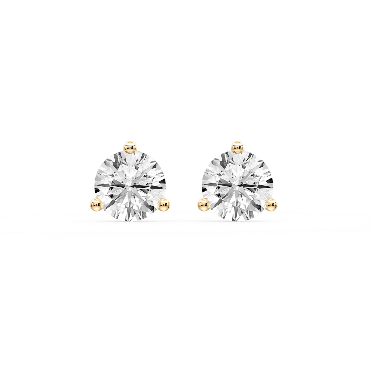 Round Certified Lab Grown Diamond Classic Three Prong Martini Stud Earrings